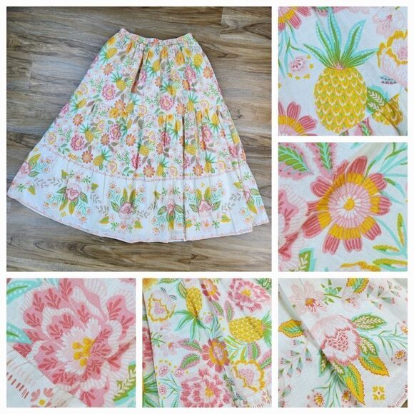 🔸️NWT Rachel Zoe Floral & Pineapple Print Maxi Skirt Size 6 - Picture 2 of 11